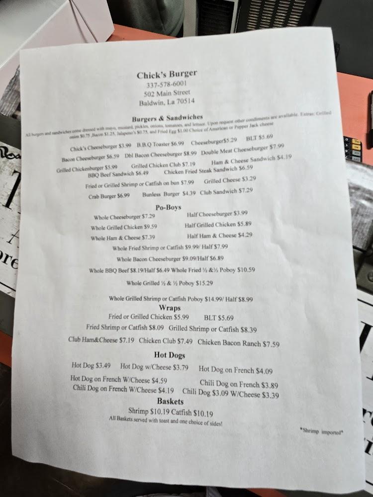 Chick's Burger Menu image 3